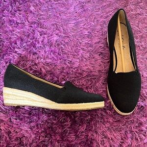 NWT Black Espadrille Wedge Shoes